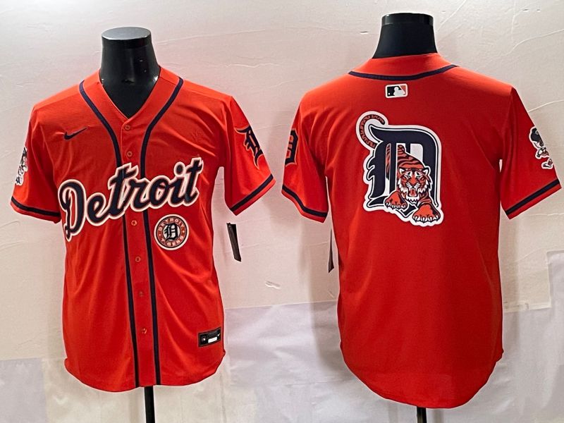 Men 2025 Detroit Tigers Blank Orange Fashion Nike MLB Jersey style 7156->detroit tigers->MLB Jersey